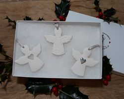 Angels Set of 3 Mix Silver Heart