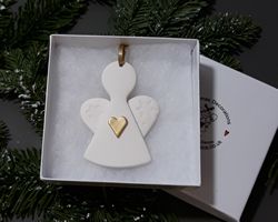 Christmas Angel Gold Heart