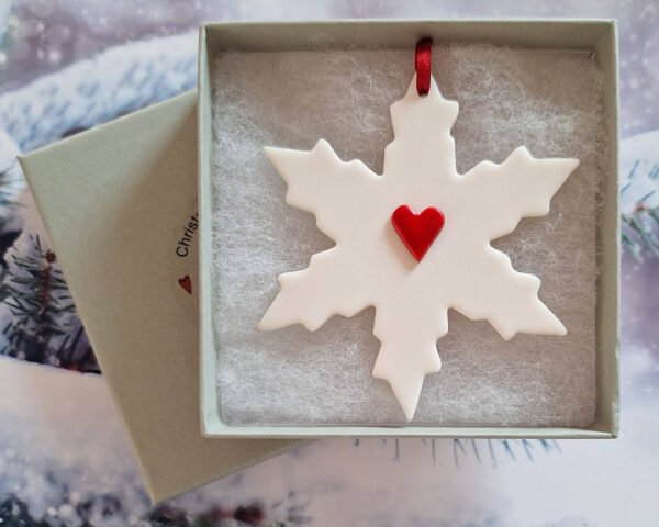 Large Snowflake - Red Heart - Image 2