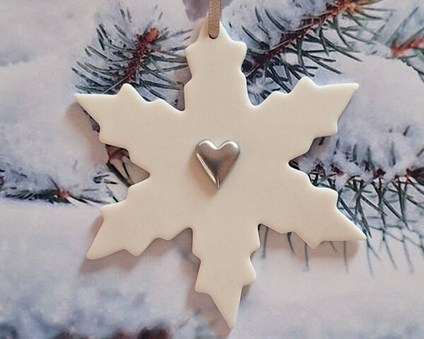Large Snowflake - Silver Heart