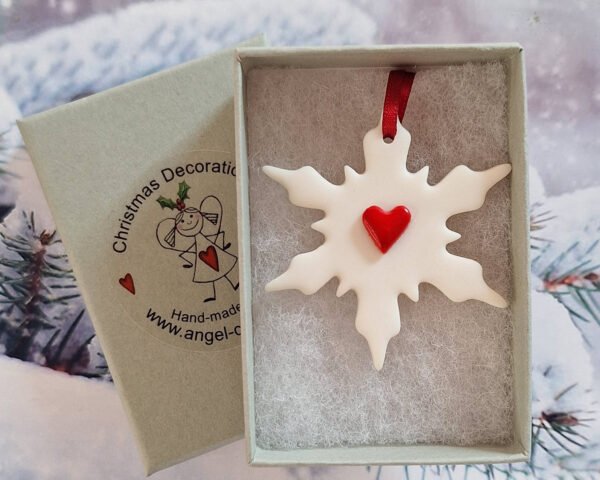 Small Snowflake - Red Heart - Image 2