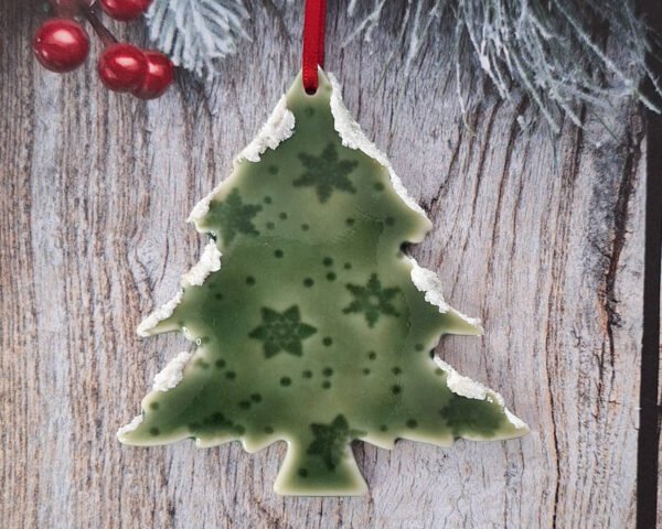 Large Tree - Green Glazed Flakes with Snow