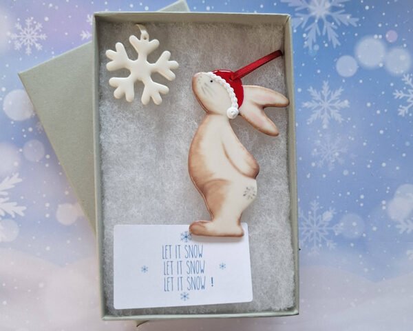 Star Gazey Bunny - Brown with Santa Hat & Flake - Image 2