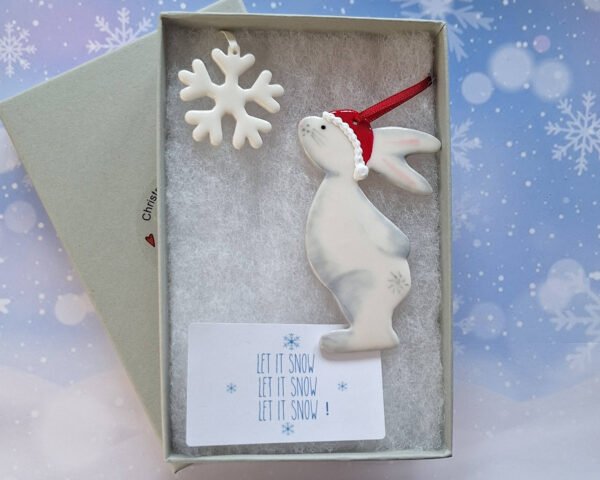 Star Gazey Bunny - Grey with Santa Hat & Flake - Image 2