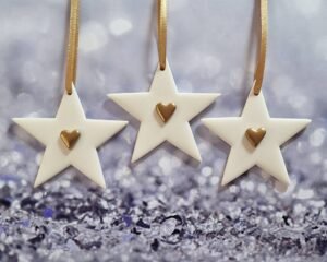 Small Stars Set of 3 Gold Hearts