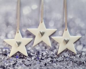 Small Stars Set of 3 Silver Hearts