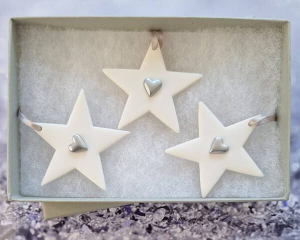 Small Stars Set of 3 Silver Hearts - Image 2