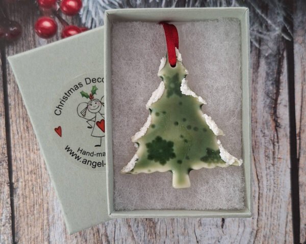Small Tree - Green Glazed Flakes with Snow - Image 2