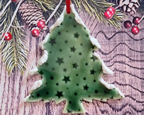Large Tree - Green Glazed Stars with Snow