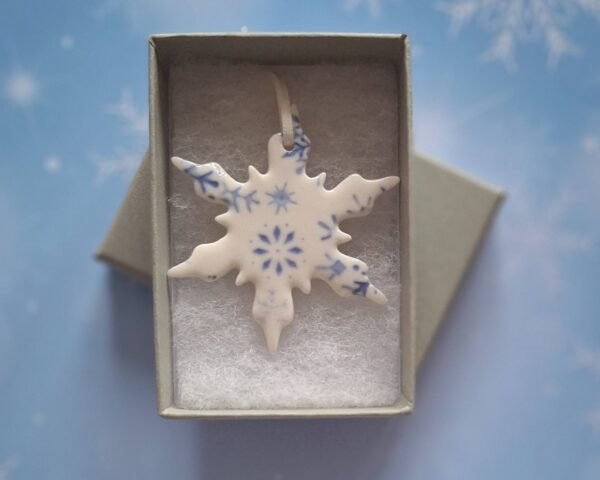 Blue Glazed Snowflake - Star & Petal - Image 2