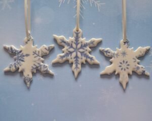 Blue Glazed Snowflake - Set of 3
