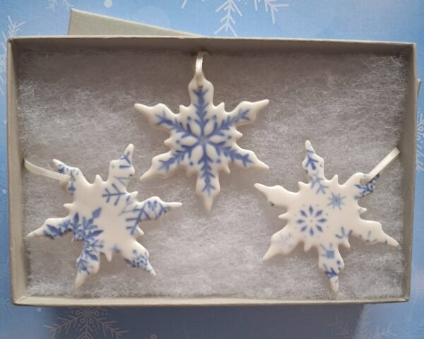 Blue Glazed Snowflake - Set of 3 - Image 2