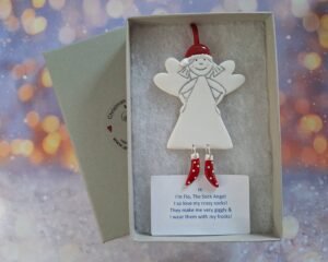 Alternative view of Flo Angel with Santa Hat - Red Spot Socks