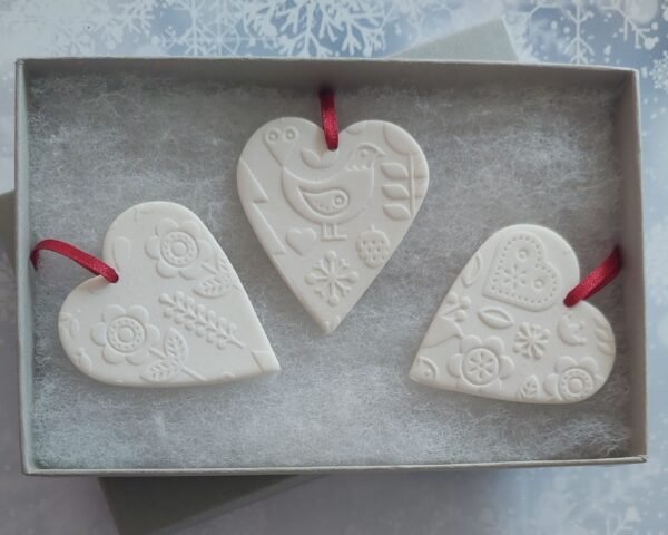 Scandi White Hearts - Set of 3 - Image 2