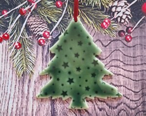 Large Tree - Green Glazed Stars