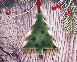 Small Tree - Green Glazed Stars with Snow