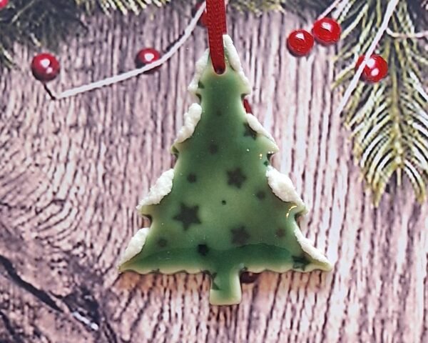 Small Tree - Green Glazed Stars with Snow