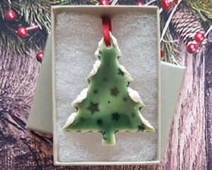 Alternative view of Small Tree - Green Glazed Stars with Snow