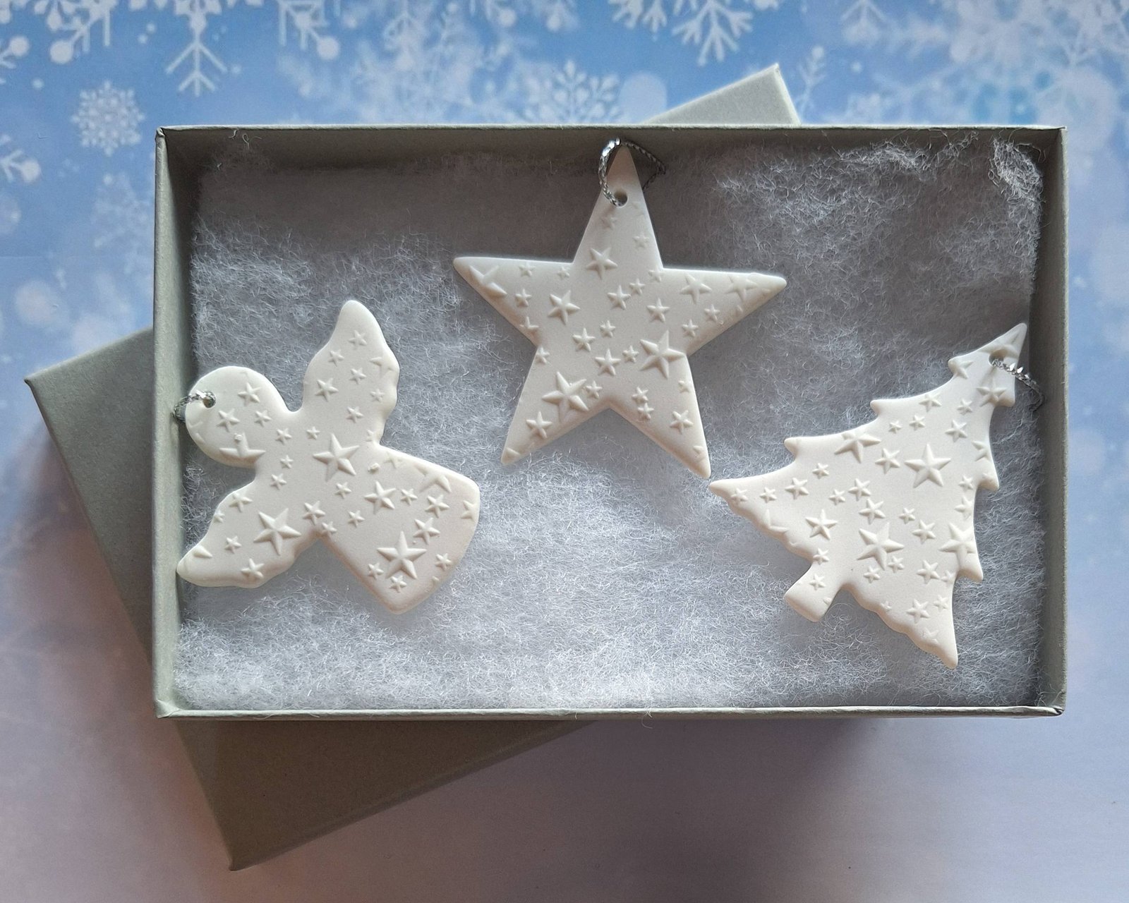 Small Angel, Star & Tree - Raised Stars Set of 3