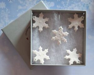 Alternative view of Titchy Snowflakes - Set of 5 Raised Star Pattern